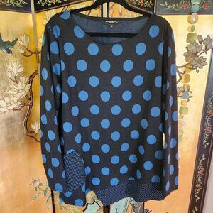 Fat Hat  polka dot combo knit tunic 1X